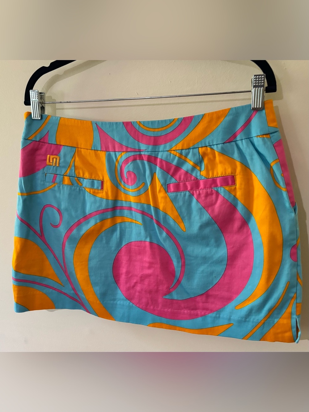 LOUDMOUTH Ladies MINI SKORT golf skirt COLORFUL SWIRL pink blue SIZE 10 - Picture 2 of 7